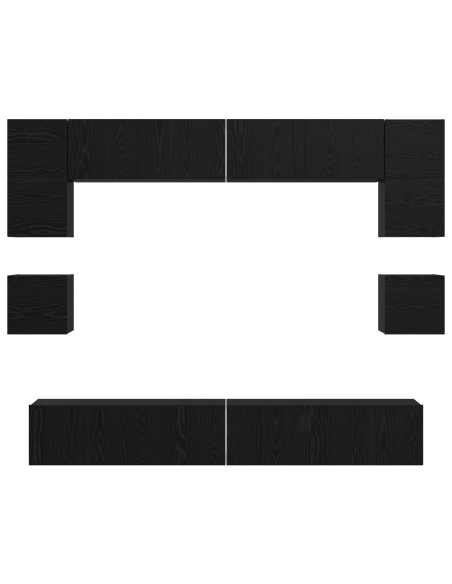 Set mobile TV 8 pcs Rovere Nero 100 x 30 x 30 cm