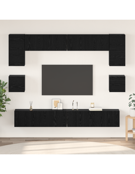 Set mobile TV 8 pcs Rovere Nero 100 x 30 x 30 cm