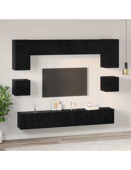Set mobile TV 8 pcs Rovere Nero 100 x 30 x 30 cm