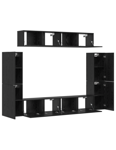 Set mobile TV 8 pcs Rovere nero Legno multistrato