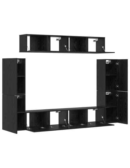 Set mobile TV 8 pcs Rovere nero Legno multistrato