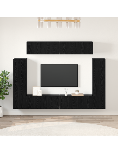 Set mobile TV 8 pcs Rovere nero Legno multistrato