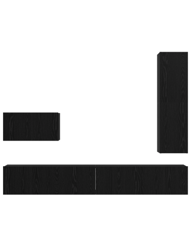 Set mobile TV con cassetto 4 pcs Rovere Nero Legno multistrato