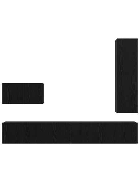 Set mobile TV con cassetto 4 pcs Rovere Nero Legno multistrato