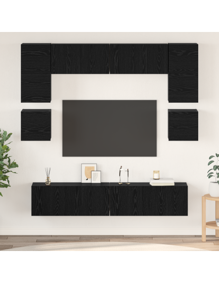 Set mobile TV con lo scaffale Altro 8 pcs Rovere Nero 80 x 30 x 30 cm