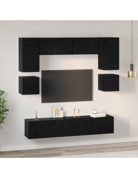 Set mobile TV con lo scaffale Altro 8 pcs Rovere Nero 80 x 30 x 30 cm