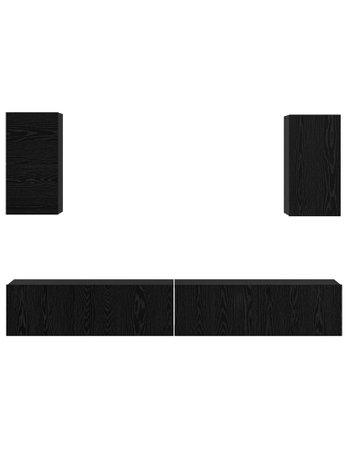 Mobile TV da Parete 3 pcs Rovere Nero Legno multistrato