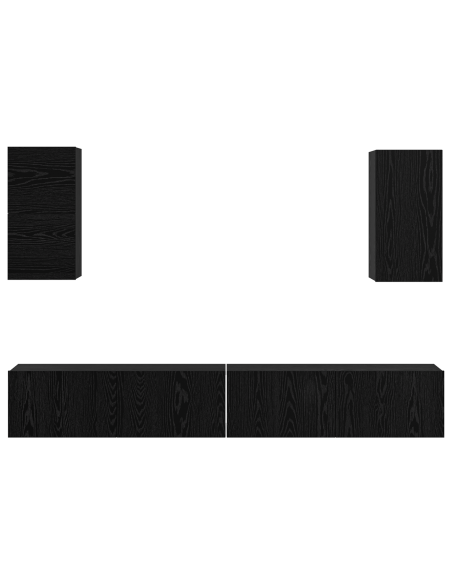 Mobile TV da Parete 6 pcs Rovere Nero Legno multistrato