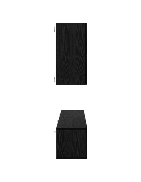 Mobile TV da Parete 6 pcs Rovere Nero Legno multistrato