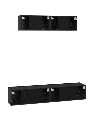 Set mobile TV 4 pcs Rovere Nero Legno multistrato