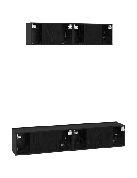 Mobile TV da Parete 4 pcs Rovere Nero Small 80 x 30 x 30.5 cm