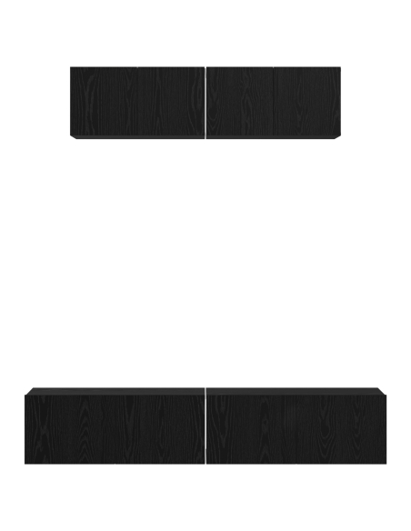 Mobile TV da Parete 4 pcs Rovere Nero Small 80 x 30 x 30.5 cm