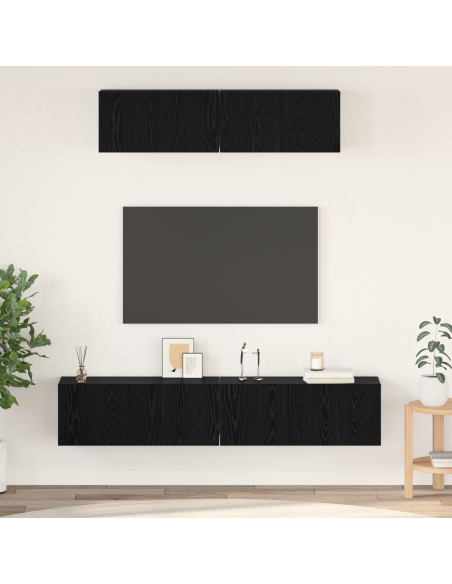 Mobile TV da Parete 4 pcs Rovere Nero Small 80 x 30 x 30.5 cm