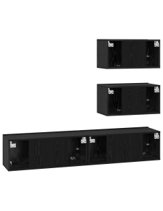 Set mobile TV 4 pcs Rovere Nero Legno multistrato
