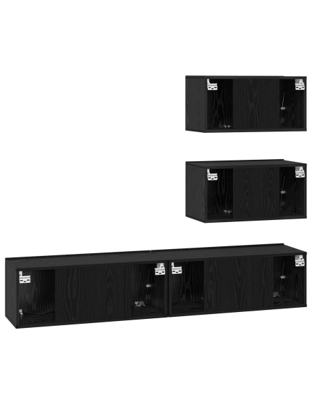 Set mobile TV 4 pcs Rovere Nero Legno multistrato