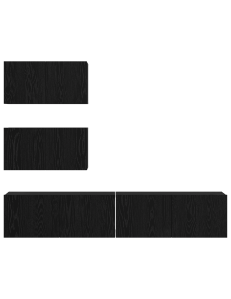 Set mobile TV 4 pcs Rovere Nero Legno multistrato