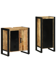 Set di mobili per il bagno 2 pcs Legno di mango massello 2