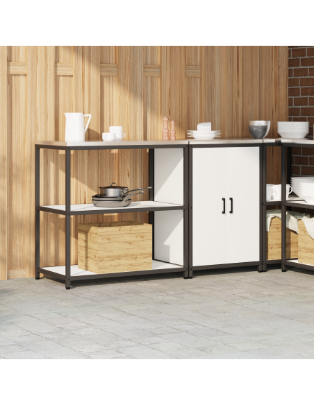 Set di Stoccaggio per Cucina 2 pcs Bianco 150 x 50 x 92 cm