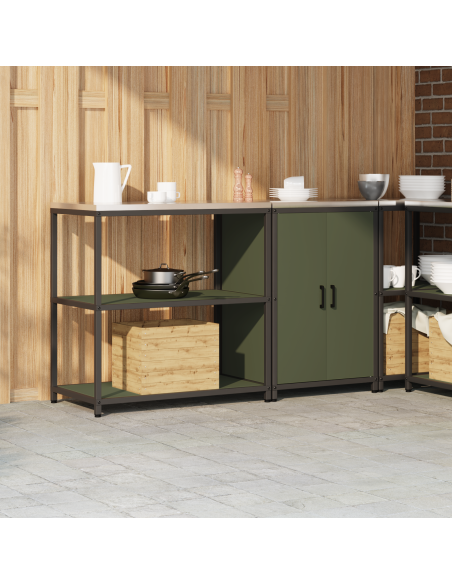 Set di Stoccaggio per Cucina 2 pcs Verde oliva 150 x 50 x 92 cm