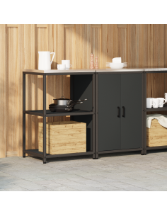 Set di Stoccaggio per Cucina con lo scaffale 2 pcs Nero