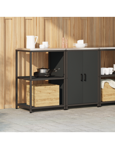 Set di Stoccaggio per Cucina 2 pcs Nero 120 x 50 x 92 cm