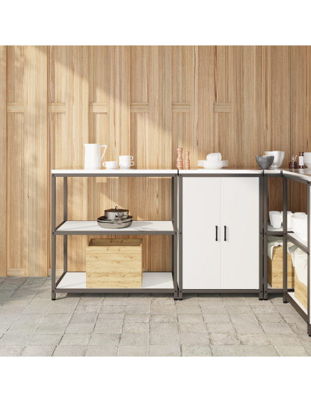 Set di Stoccaggio per Cucina 2 pcs Bianco 150 x 50 x 92 cm