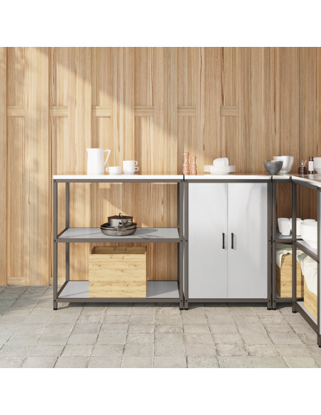 Set di Stoccaggio per Cucina 2 pcs Argento 150 x 50 x 92 cm