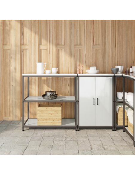 Set di Stoccaggio per Cucina 2 pcs Argento 150 x 50 x 92 cm