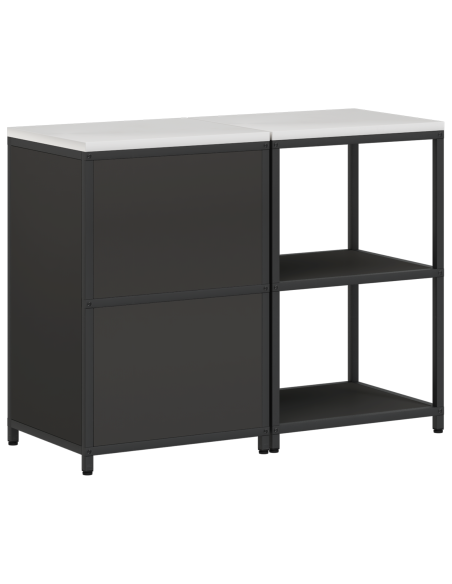 Set di Stoccaggio per Cucina 2 pcs Nero 120 x 50 x 92 cm