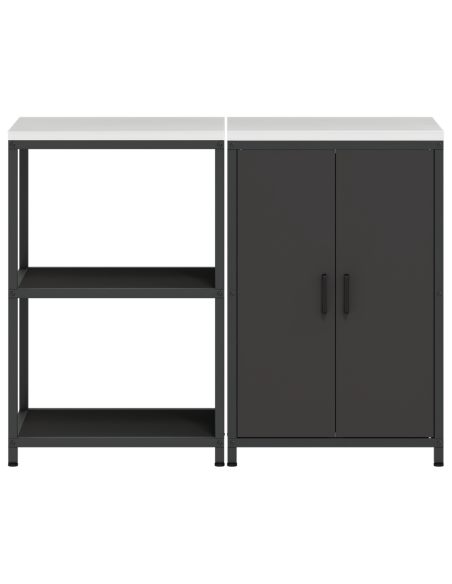 Set di Stoccaggio per Cucina 2 pcs Nero 120 x 50 x 92 cm