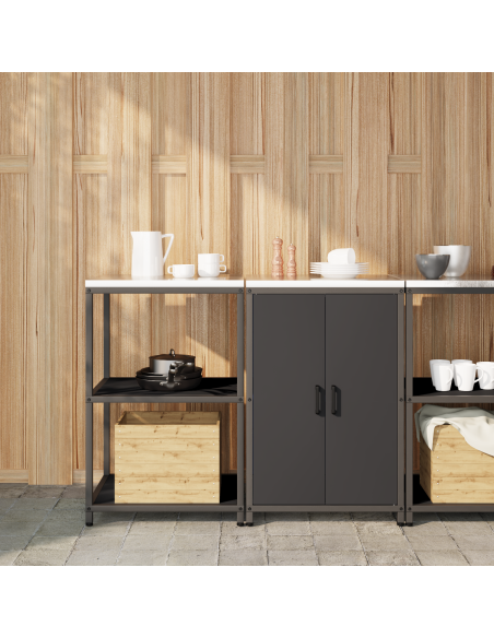 Set di Stoccaggio per Cucina 2 pcs Nero 120 x 50 x 92 cm