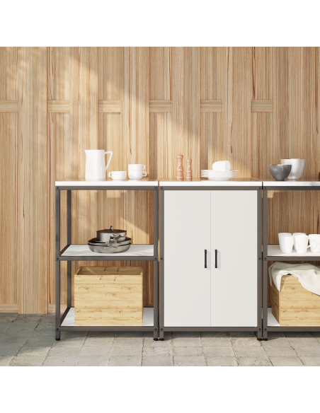 Set di Stoccaggio per Cucina 2 pcs Bianco 120 x 50 x 92 cm