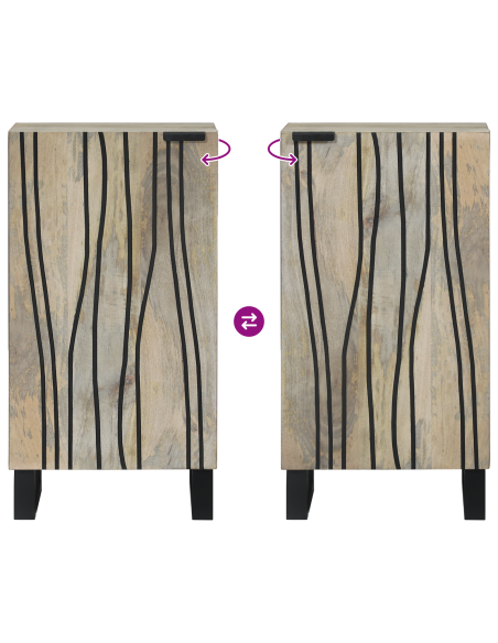 Sideboard Bianco 40 x 33 x 75 cm legno massello di mango