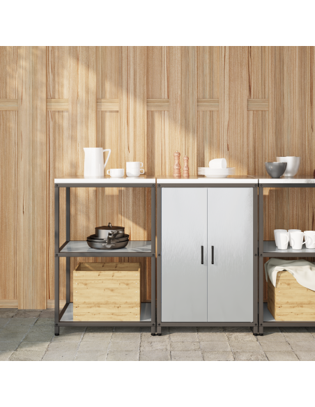 Set di Stoccaggio per Cucina 2 pcs Argento 120 x 50 x 92 cm
