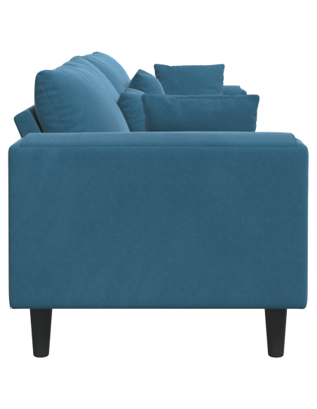 Divano in Velluto con cuscino con cuscino Blu 208 cm Velluto