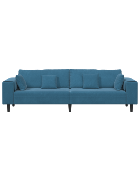 Divano in Velluto con cuscino con cuscino Blu 208 cm Velluto
