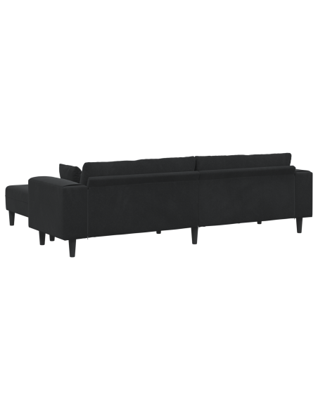 Divano in Velluto con cuscino con cuscino 3 pcs Nero 208 cm Velluto