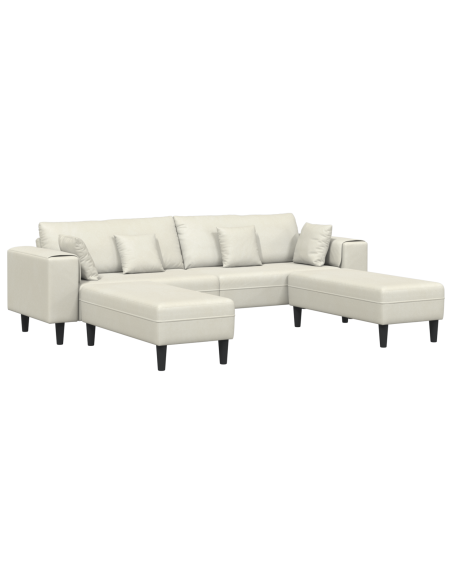 Divano in Velluto con cuscino con cuscino 3 pcs Crema 208 cm Velluto