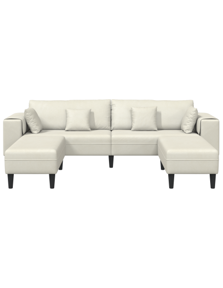 Divano in Velluto con cuscino con cuscino 3 pcs Crema 208 cm Velluto