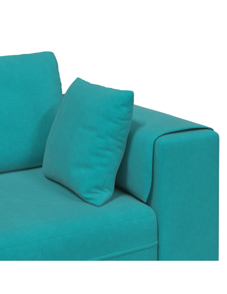 Divano in Velluto con cuscino con cuscino 3 pcs Turchese 208 cm Velluto