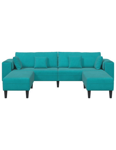 Divano in Velluto con cuscino con cuscino 3 pcs Turchese 208 cm Velluto