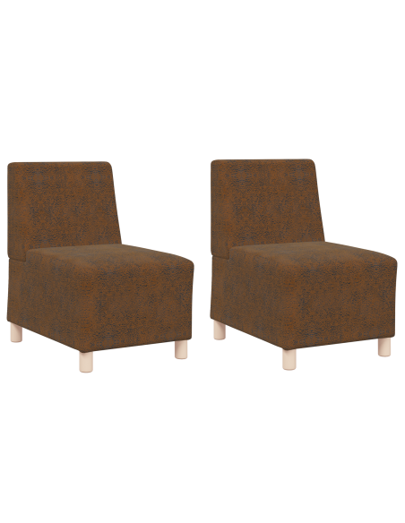 Poltrona Sofa 2 pcs Marrone 55 cm Pelle scamosciata sintetica