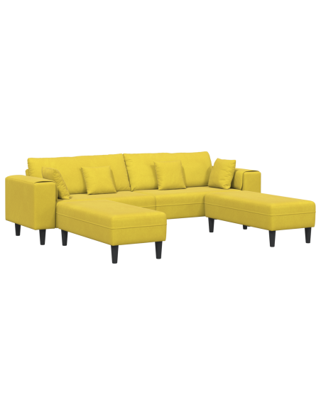 Divano in Velluto con cuscino con cuscino 3 pcs Giallo 208 cm Velluto