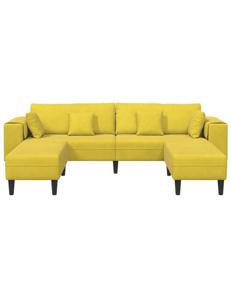 Divano in Velluto con cuscino con cuscino 3 pcs Giallo 208 cm Velluto