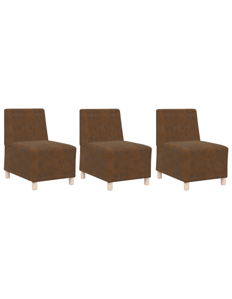 Poltrona Sofa 3 pcs Marrone 55 cm Pelle scamosciata sintetica