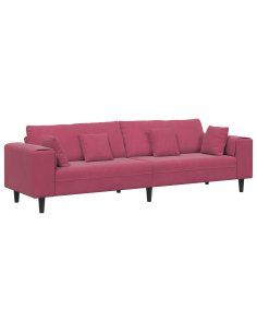 Divano con cuscino Rosso Vino 250 x 77 x 76 cm Velluto 2
