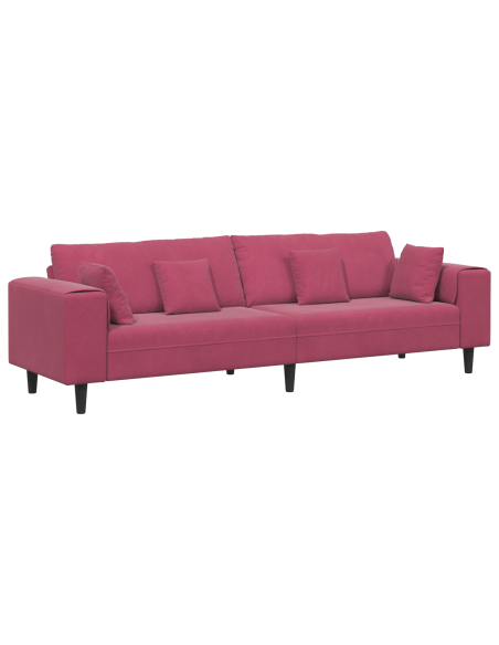 Divano in Velluto con cuscino con cuscino Rosso Vino 208 cm Velluto