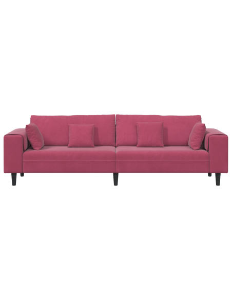 Divano in Velluto con cuscino con cuscino Rosso Vino 208 cm Velluto