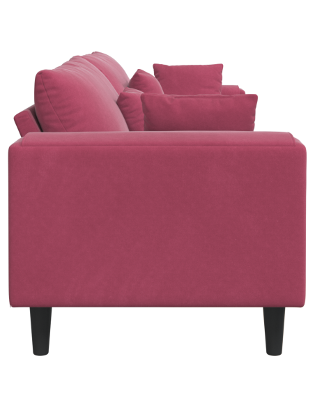 Divano in Velluto con cuscino con cuscino Rosso Vino 208 cm Velluto