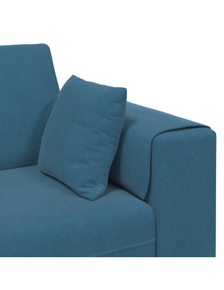 Divano in Velluto con cuscino con cuscino 3 pcs Blu 208 cm Velluto